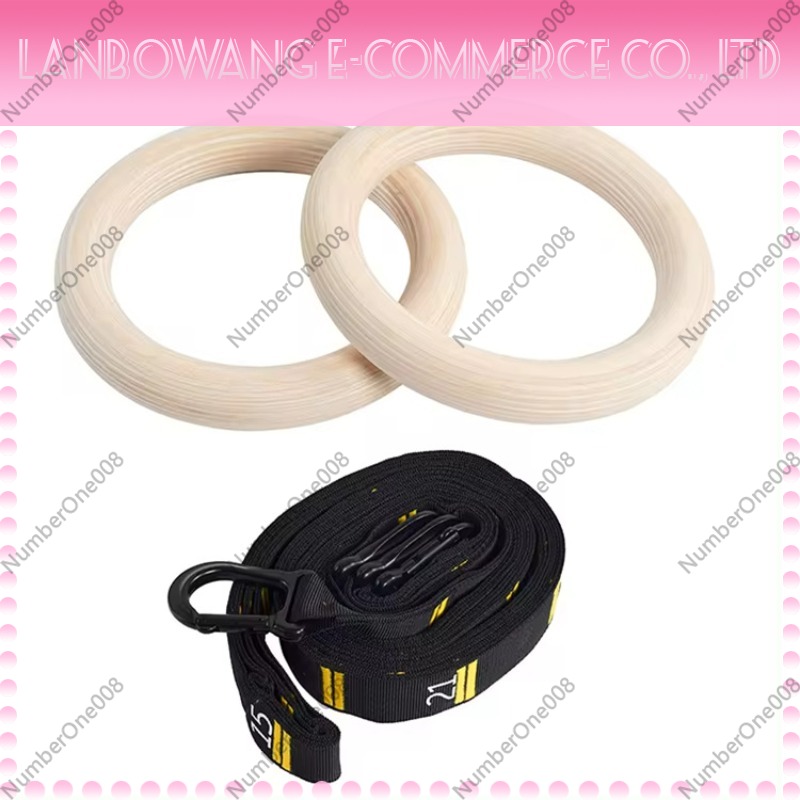 Home Gym Setup - Solid Birch Wood Gymnastic Rings Fitness
