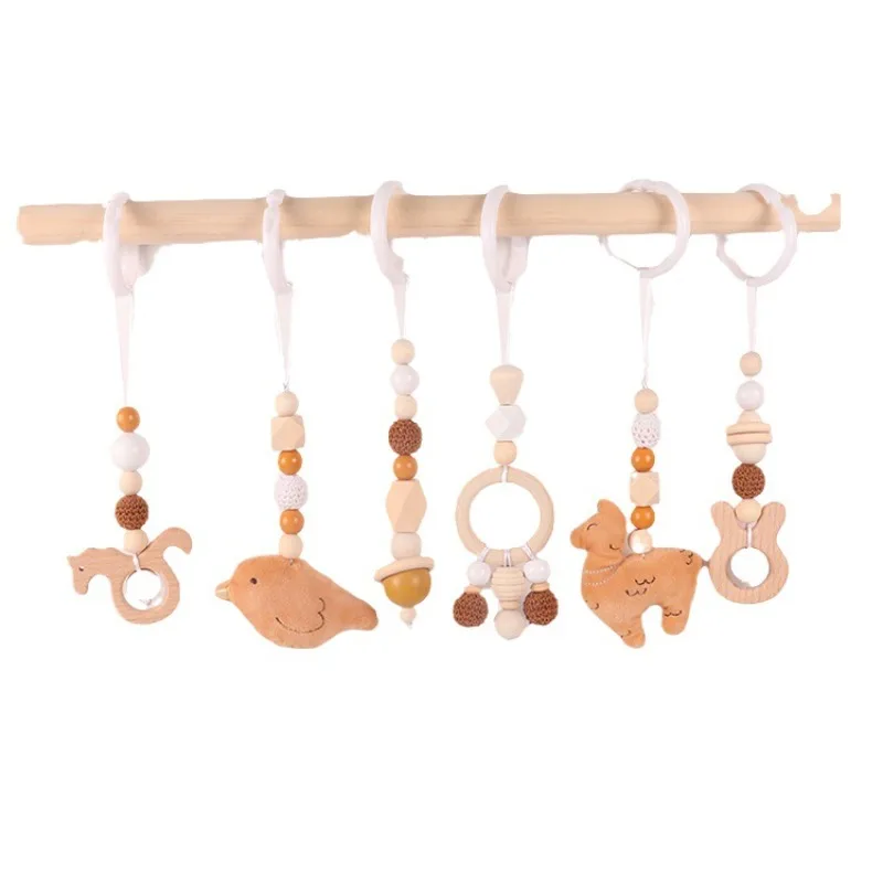Home Gym Setup - 6Pcs Wooden Baby Toys Wooden Beech