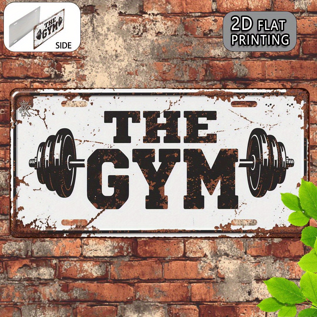 Home Gym Garage - Vintage The Gym Metal License Plate
