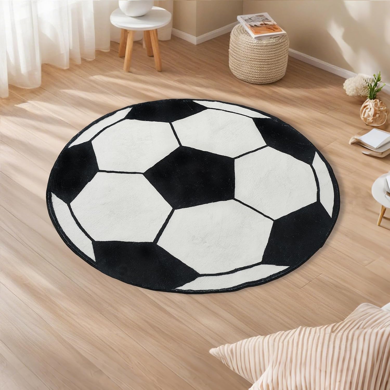 Home Gym For Kids - Plush Round Soccer Ball Design Area