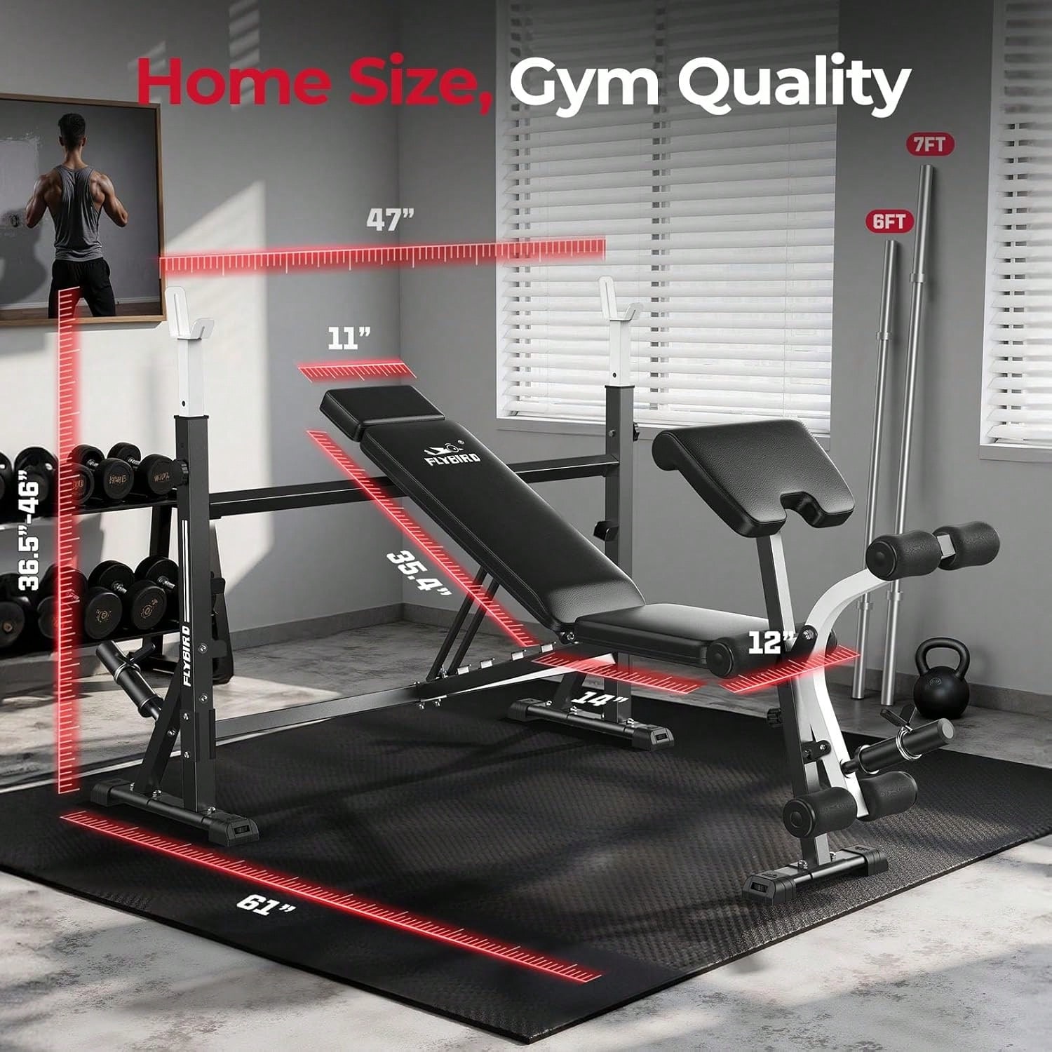 FLYBIRD Adjustable Weight Benc - Home Gym Leg Extension recension och pris