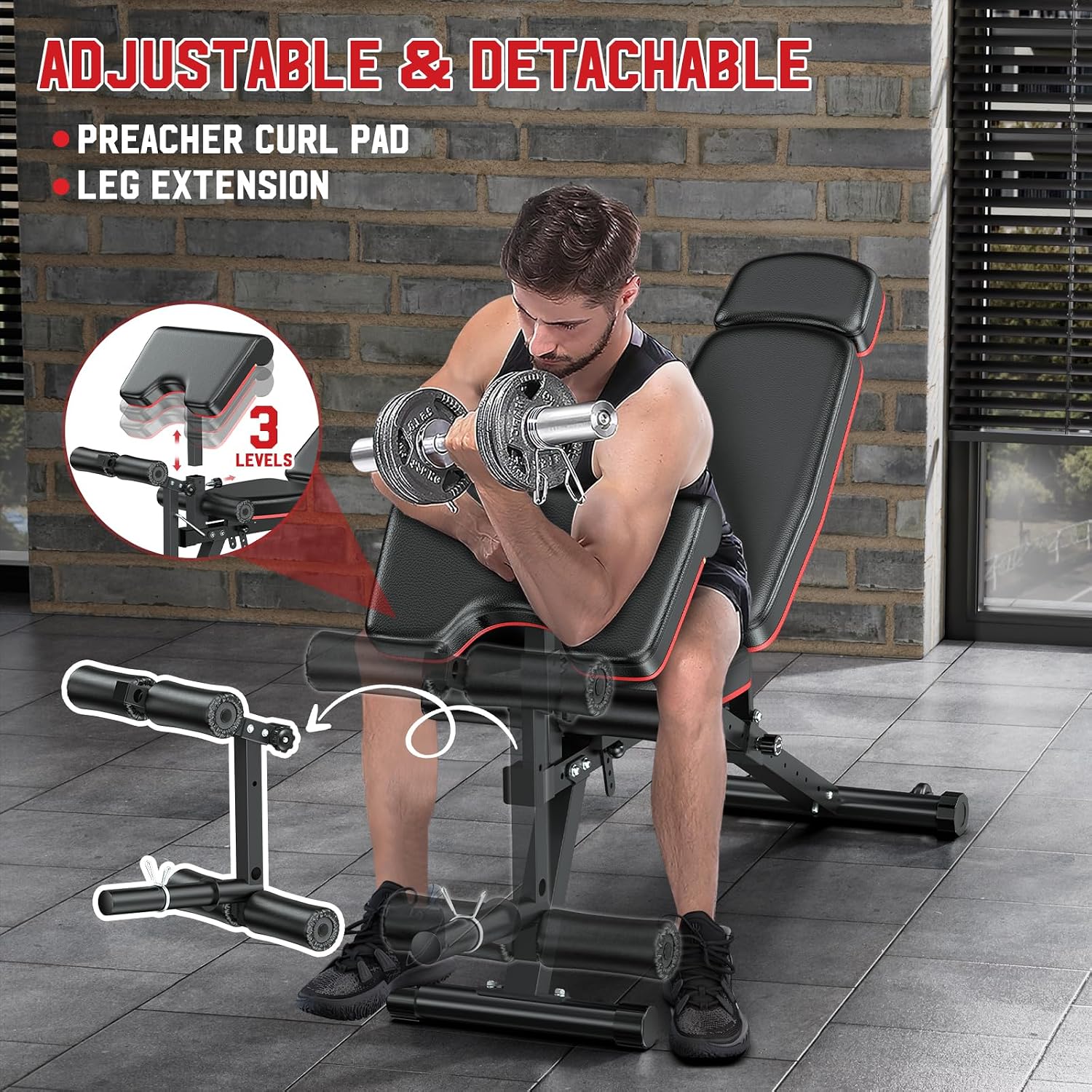 Adjustable Weight Bench with L - Home Gym Leg Extension recension och pris